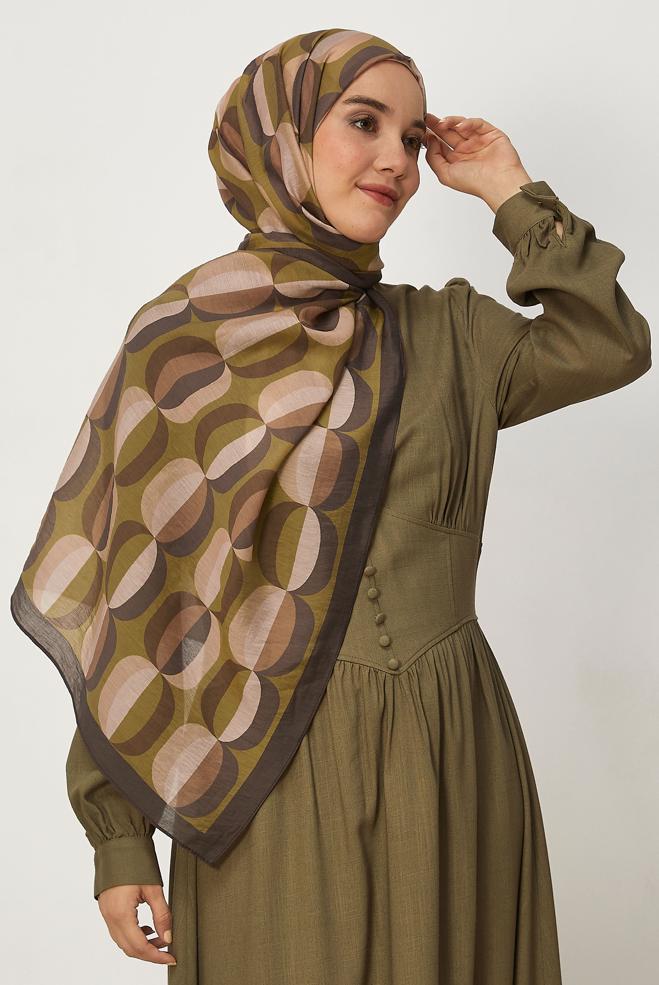 Vêtements hijab BRUN CHÂLE À MOTIFS ALVINA 8667 - ALVİNA