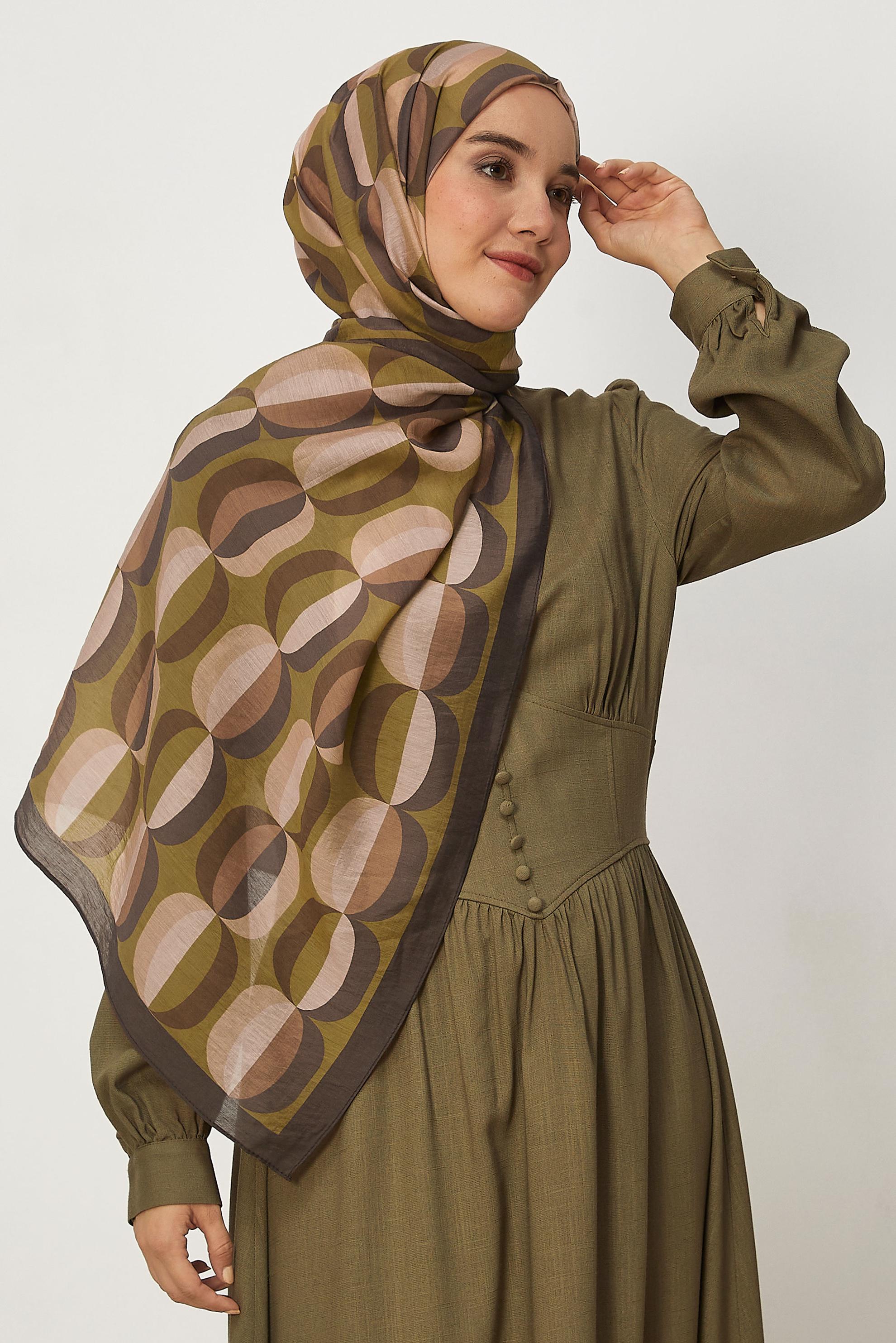Vêtements hijab BRUN CHÂLE À MOTIFS ALVINA 8667