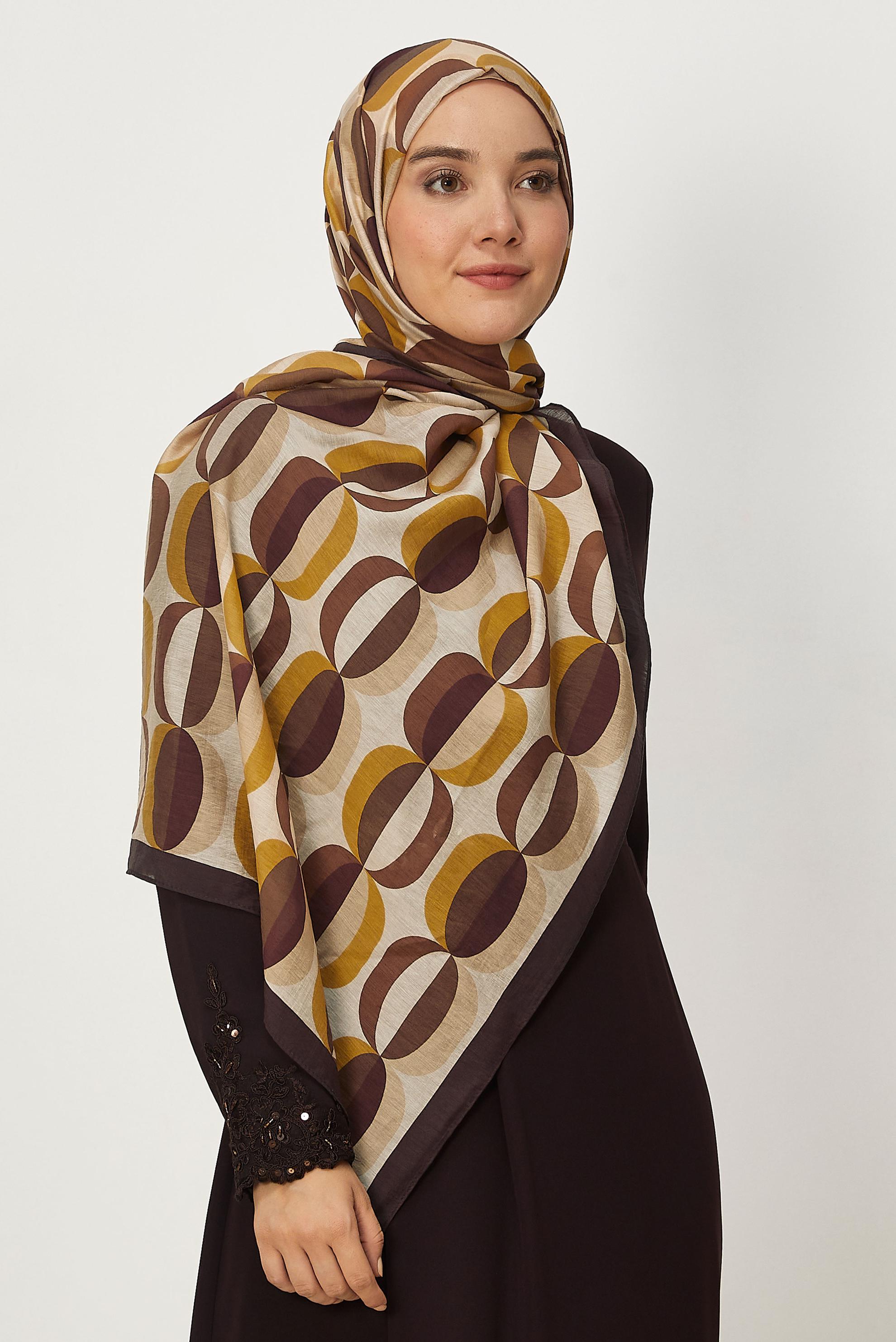 Vêtements hijab BRUN CHÂLE À MOTIFS ALVINA 8667