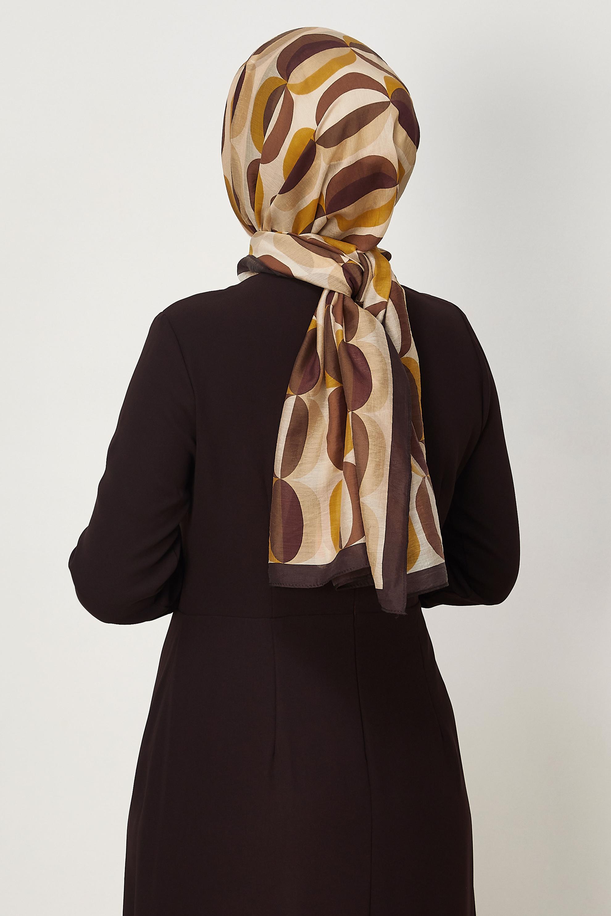 Vêtements hijab BRUN CHÂLE À MOTIFS ALVINA 8667