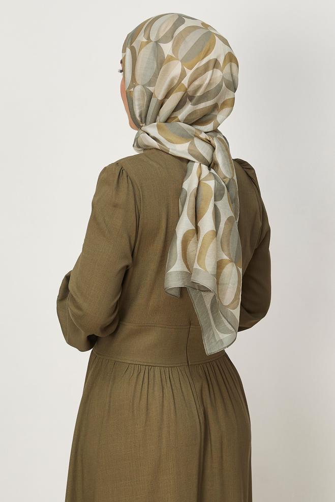 Vêtements hijab BRUN CHÂLE À MOTIFS ALVINA 8667 - ALVİNA