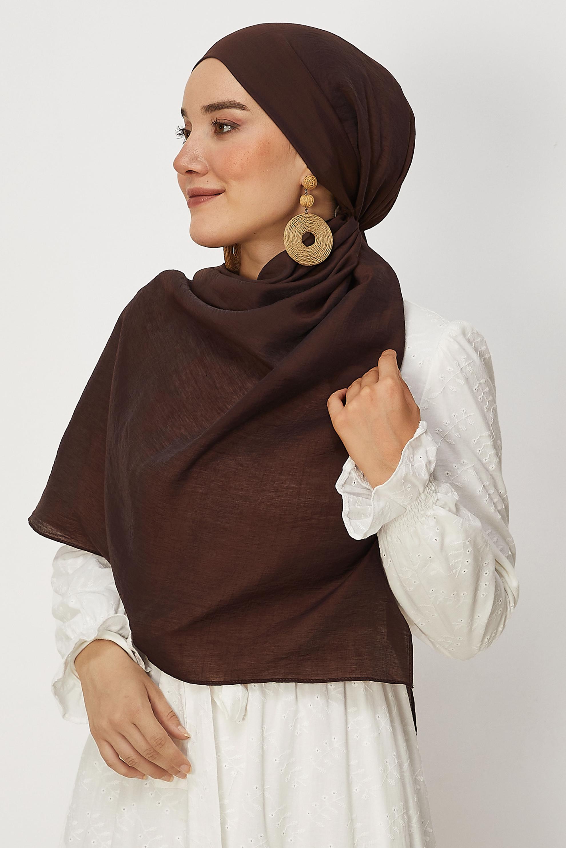 Tesettür giyim KAHVE ALVİNA ALLURE ŞAL 8668