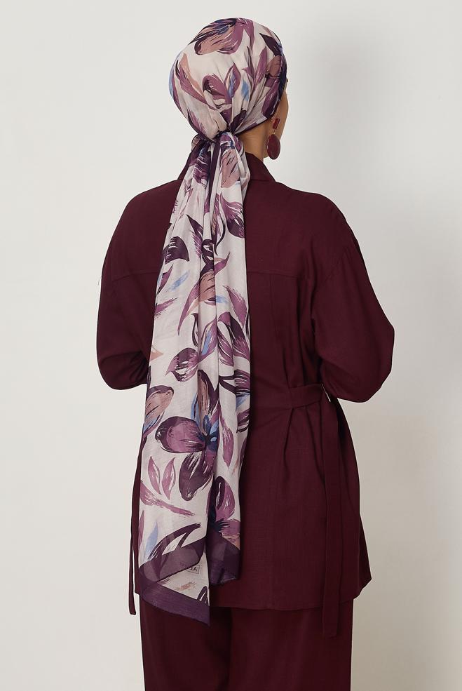 Hijab clothing DAMSON ALVINA FLOWER PATTERNED AURA SHAWL 8674 - ALVİNA