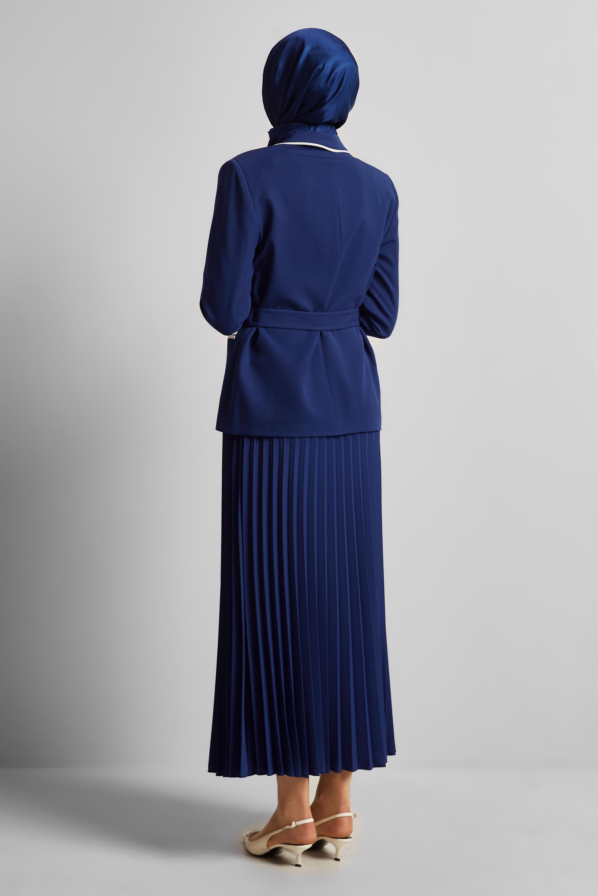 Hijab-Kleidung NAVY BLAU ANZUG MIT GÜRTELROCK 30531