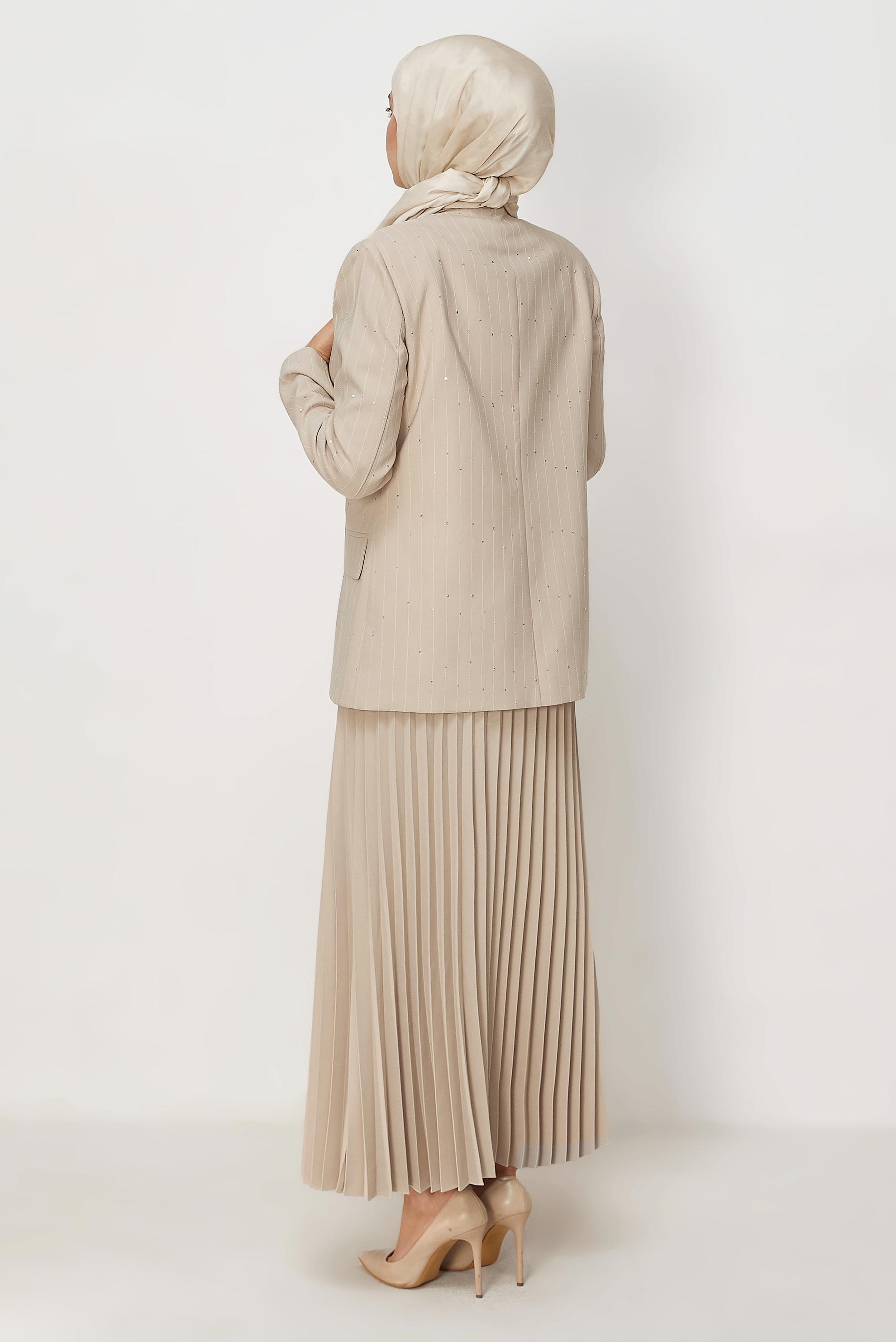 Vêtements hijab BEIGE ENSEMBLE JUPE À PAILLETTES 30554
