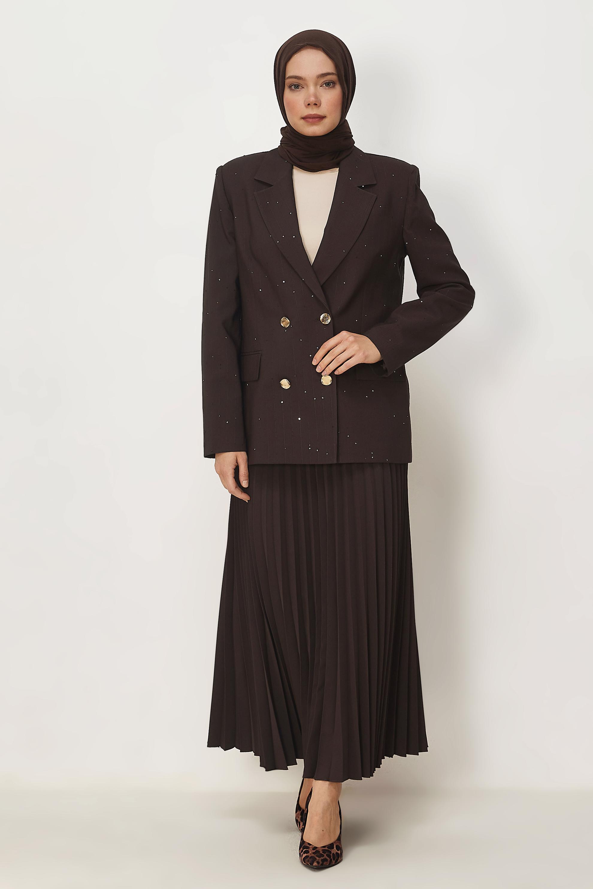 Vêtements hijab BRUN ENSEMBLE JUPE À PAILLETTES 30554