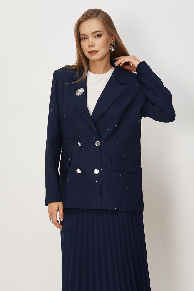 Vêtements hijab BLEU MARINE ENSEMBLE JUPE À PAILLETTES 30554 - ALVİNA