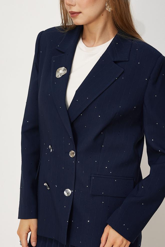 Vêtements hijab BLEU MARINE ENSEMBLE JUPE À PAILLETTES 30554 - ALVİNA