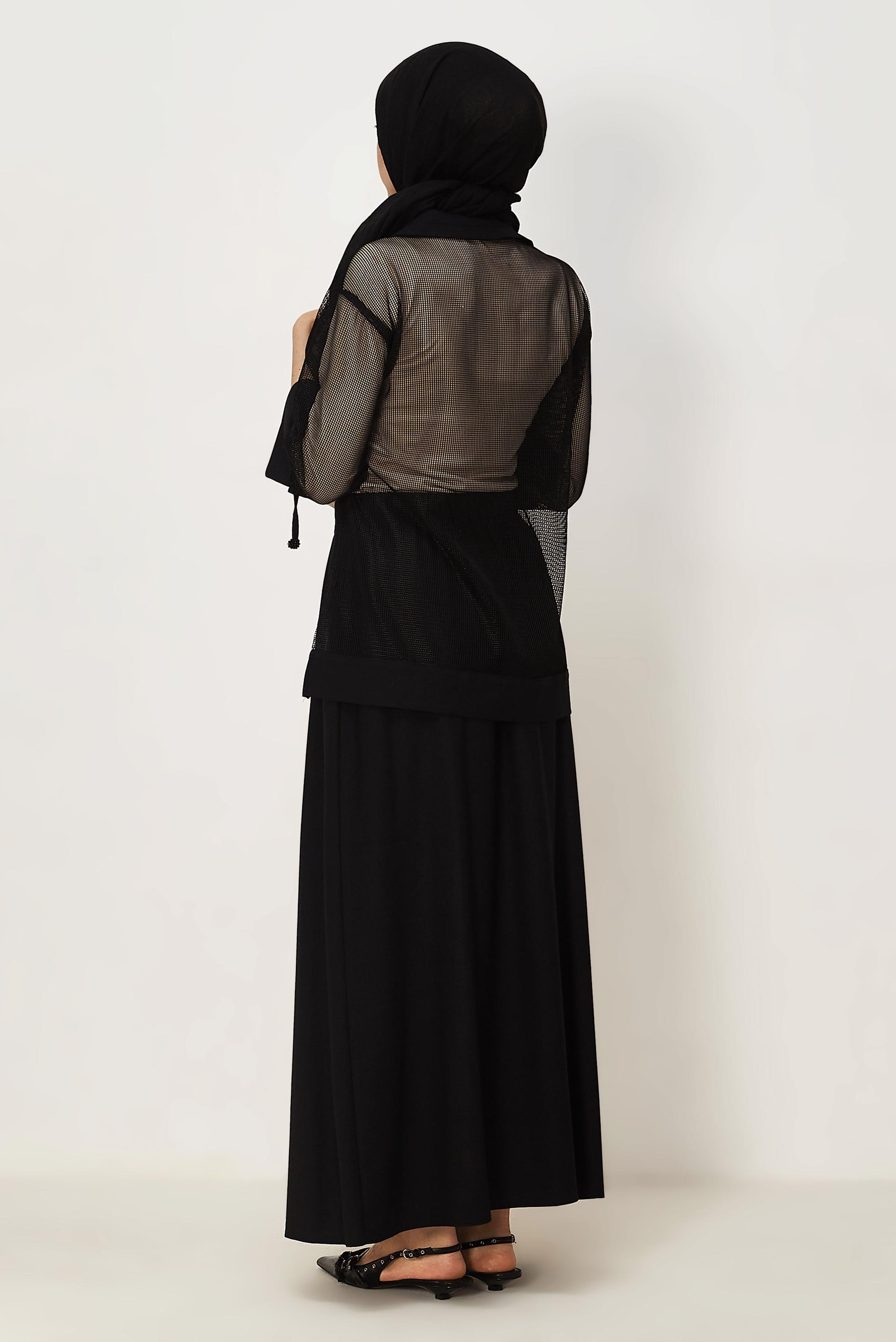 Vêtements hijab NOIR ENSEMBLE JUPE DÉTAILLÉE EN MAILLE 46300