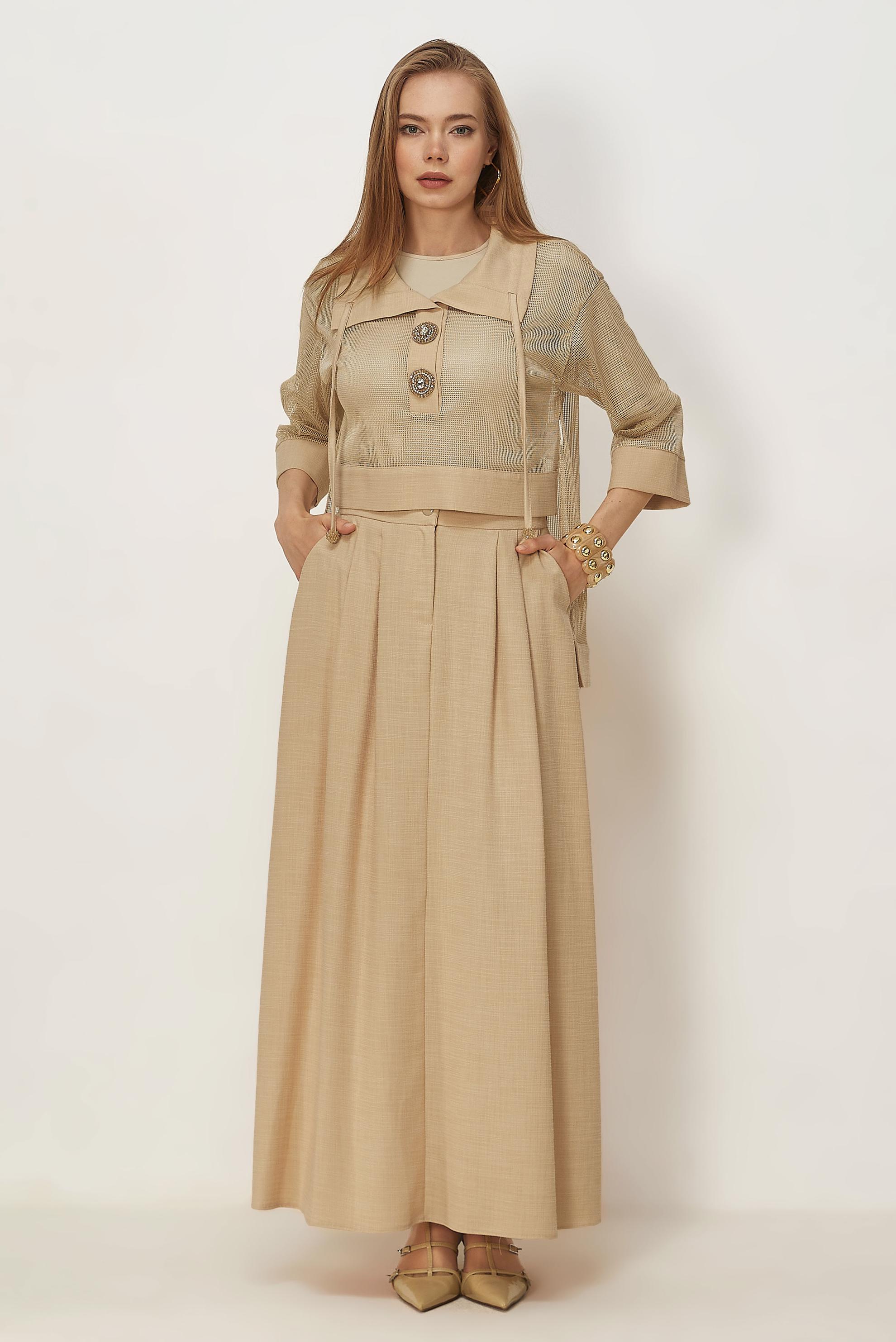 Vêtements hijab BEIGE ENSEMBLE JUPE DÉTAILLÉE EN MAILLE 46300