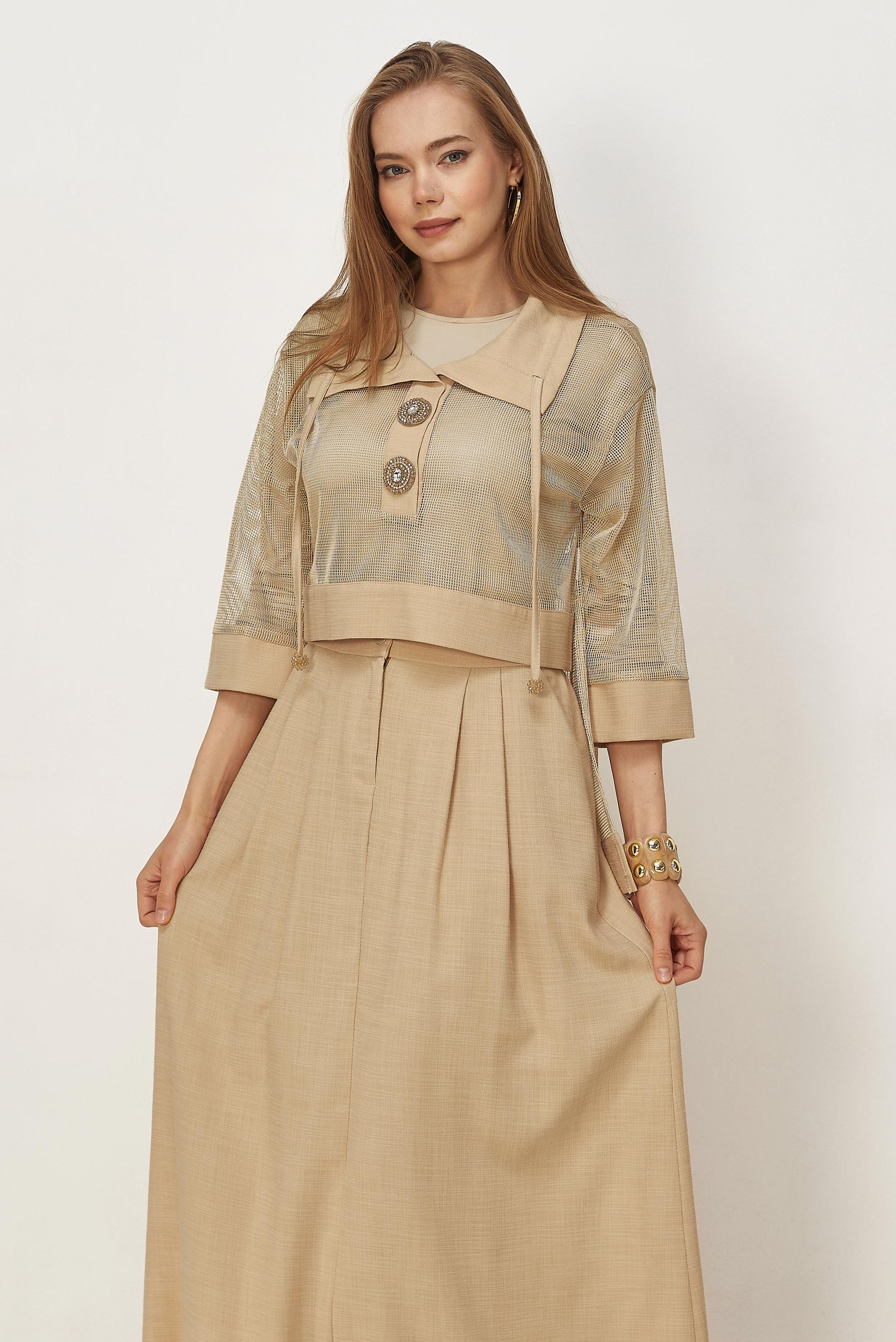 Vêtements hijab BEIGE ENSEMBLE JUPE DÉTAILLÉE EN MAILLE 46300