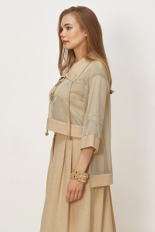 Vêtements hijab BEIGE ENSEMBLE JUPE DÉTAILLÉE EN MAILLE 46300 - ALVİNA