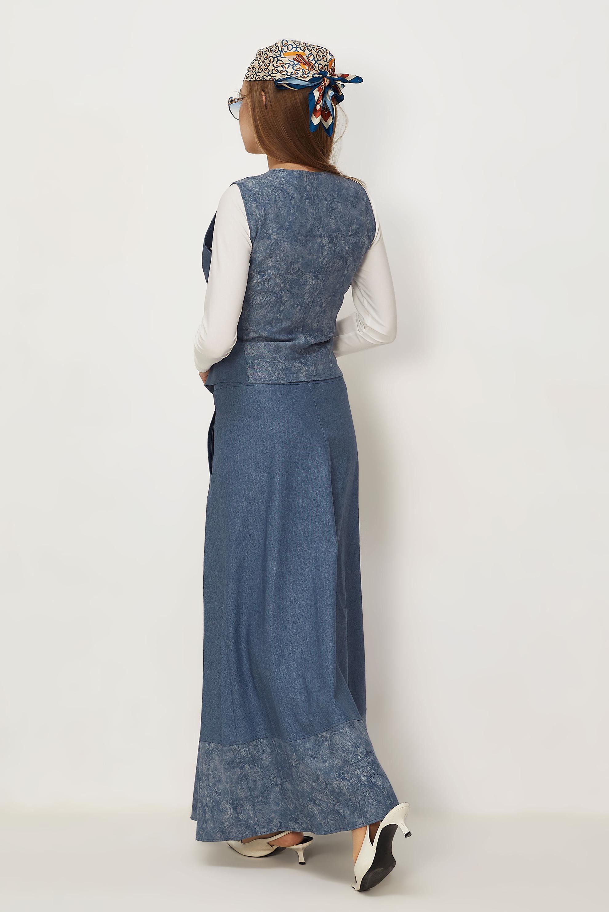 Hijab-Kleidung BLAU ANZUG MIT ROCK IM DENIM-LOOK 46311