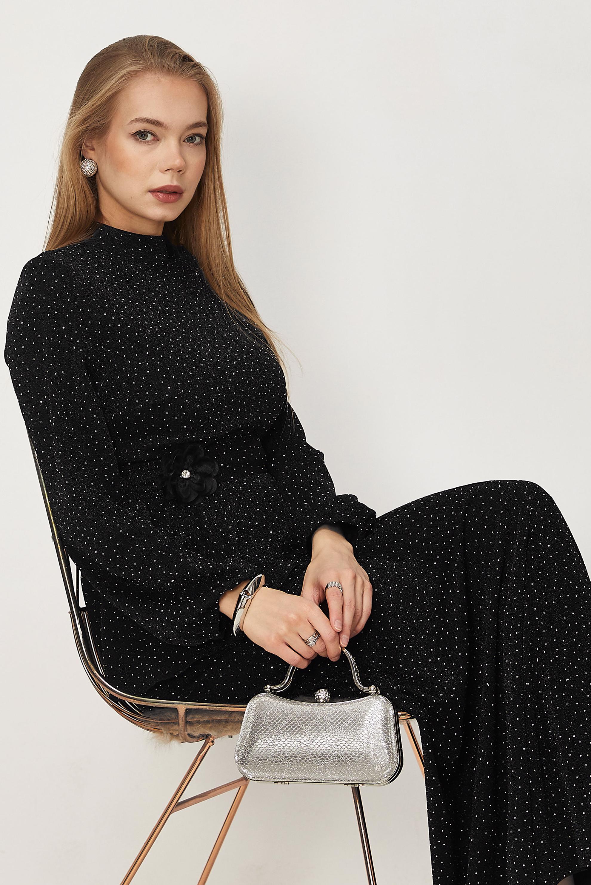 Hijab-Kleidung SCHWARZ ROCKANZUG MIT EDELSTEIN DETAILS 46331