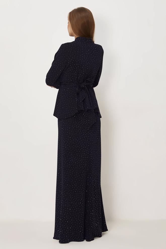 Hijab-Kleidung NAVY BLAU ROCKANZUG MIT EDELSTEIN DETAILS 46331 - ALVİNA