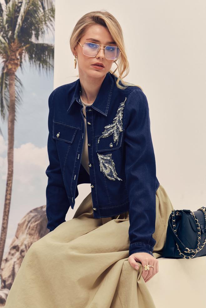 Vêtements hijab BLEU MARINE ENSEMBLE ROBE AVEC VESTE EN JEAN 46403 - ALVİNA
