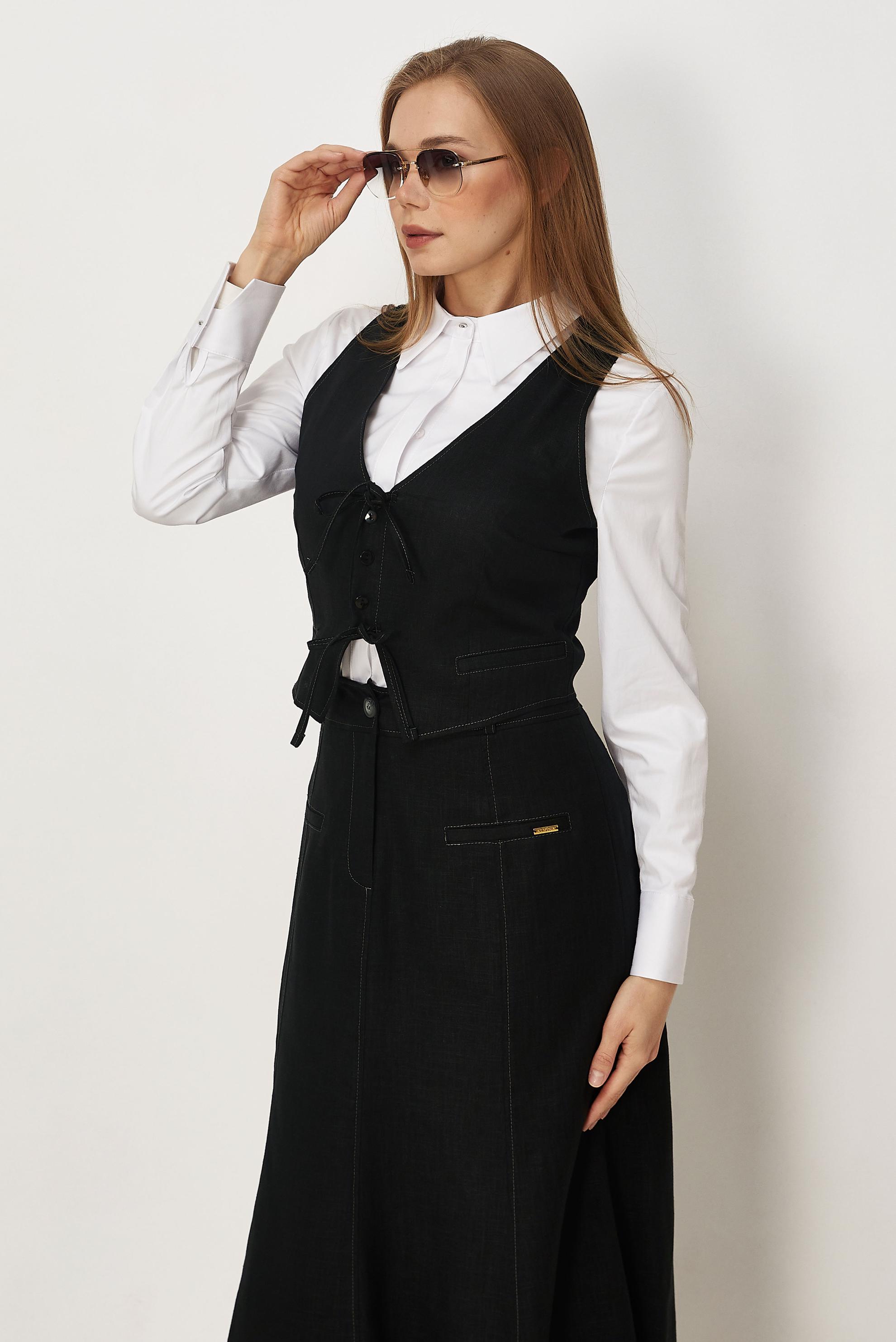 Hijab-Kleidung SCHWARZ SET MIT LEINENROCK 46418