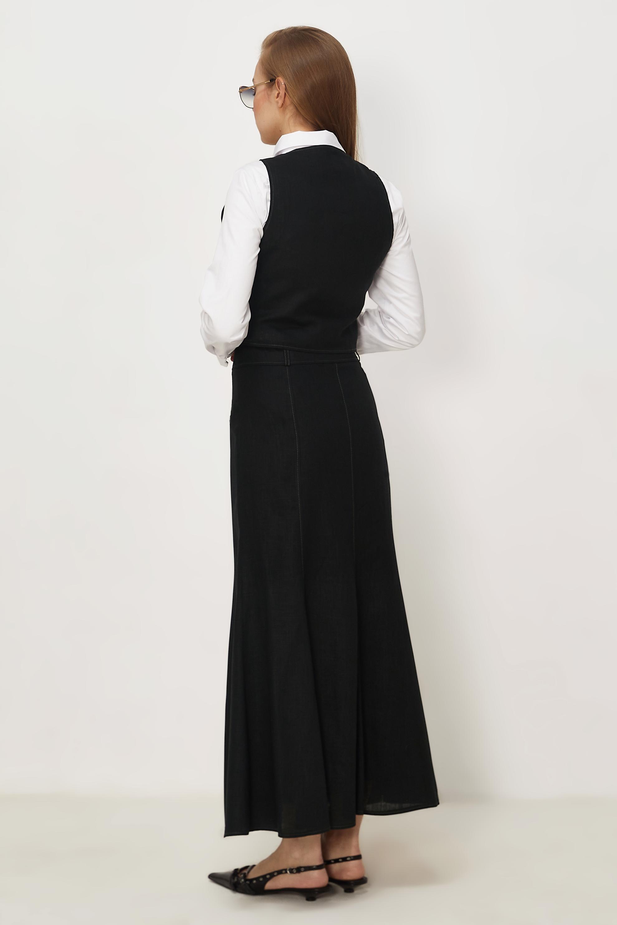 Hijab-Kleidung SCHWARZ SET MIT LEINENROCK 46418