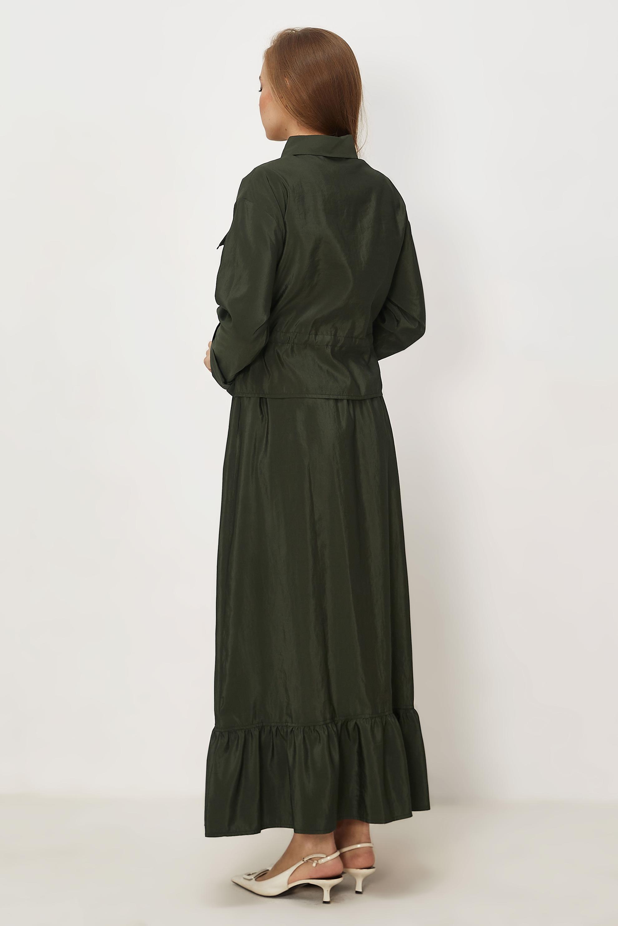 Hijab-Kleidung KHAKI ANZUG MIT ROCK AUS FALLSCHIRMSTOFF 46438