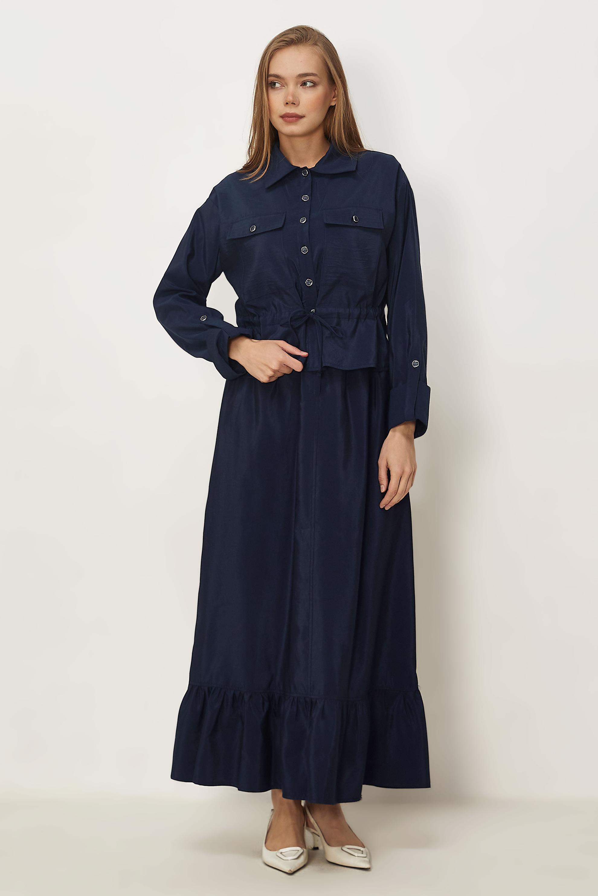 Hijab-Kleidung NAVY BLAU ANZUG MIT ROCK AUS FALLSCHIRMSTOFF 46438