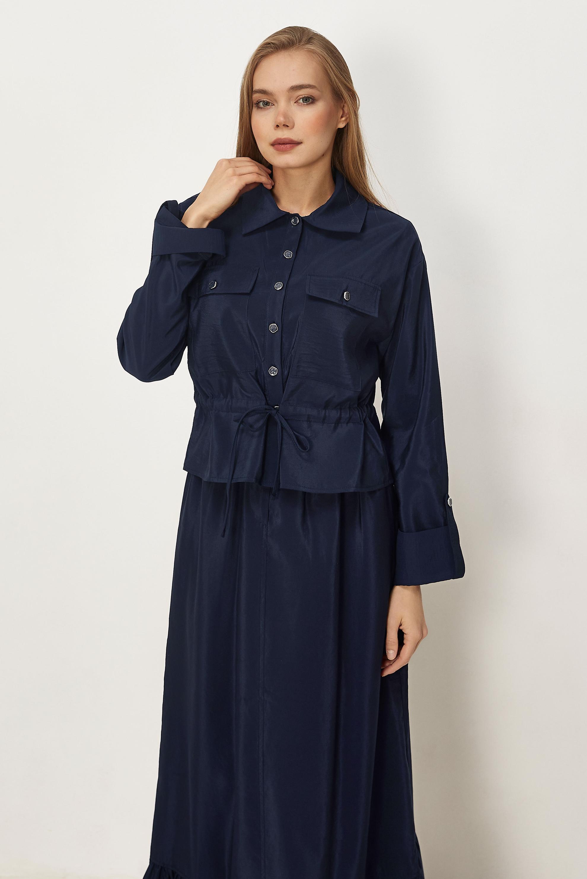 Hijab-Kleidung NAVY BLAU ANZUG MIT ROCK AUS FALLSCHIRMSTOFF 46438