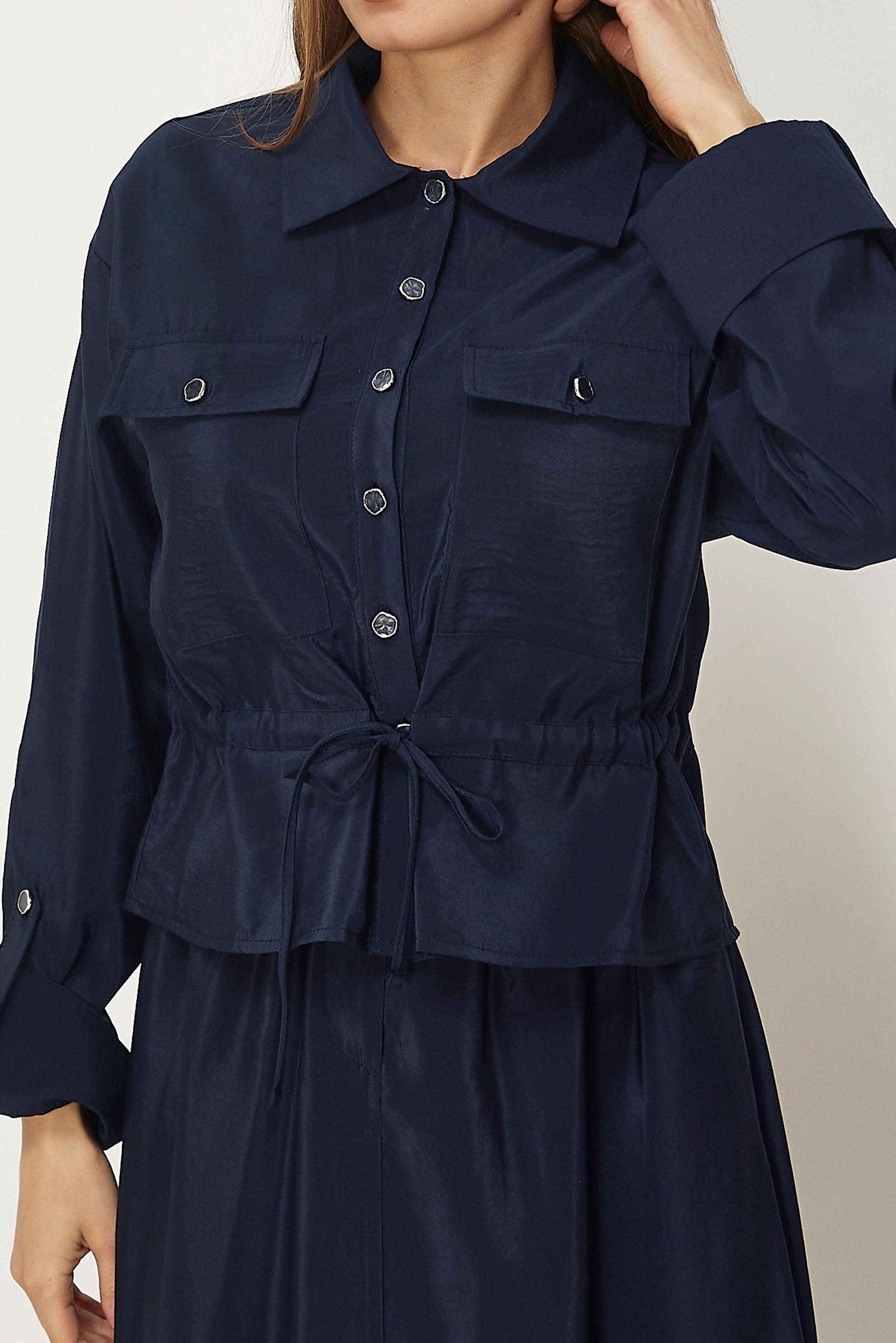 Hijab-Kleidung NAVY BLAU ANZUG MIT ROCK AUS FALLSCHIRMSTOFF 46438