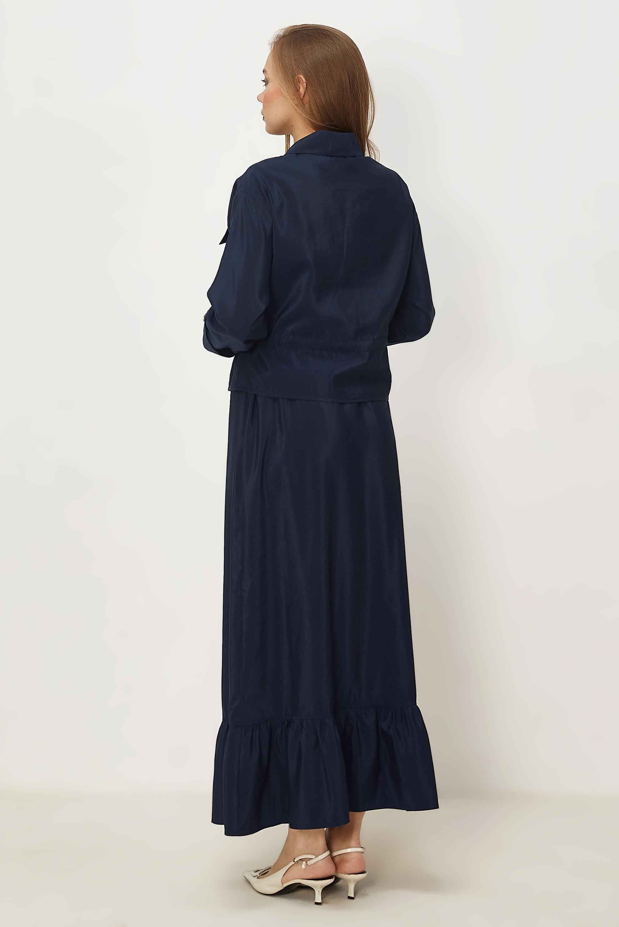 Hijab-Kleidung NAVY BLAU ANZUG MIT ROCK AUS FALLSCHIRMSTOFF 46438