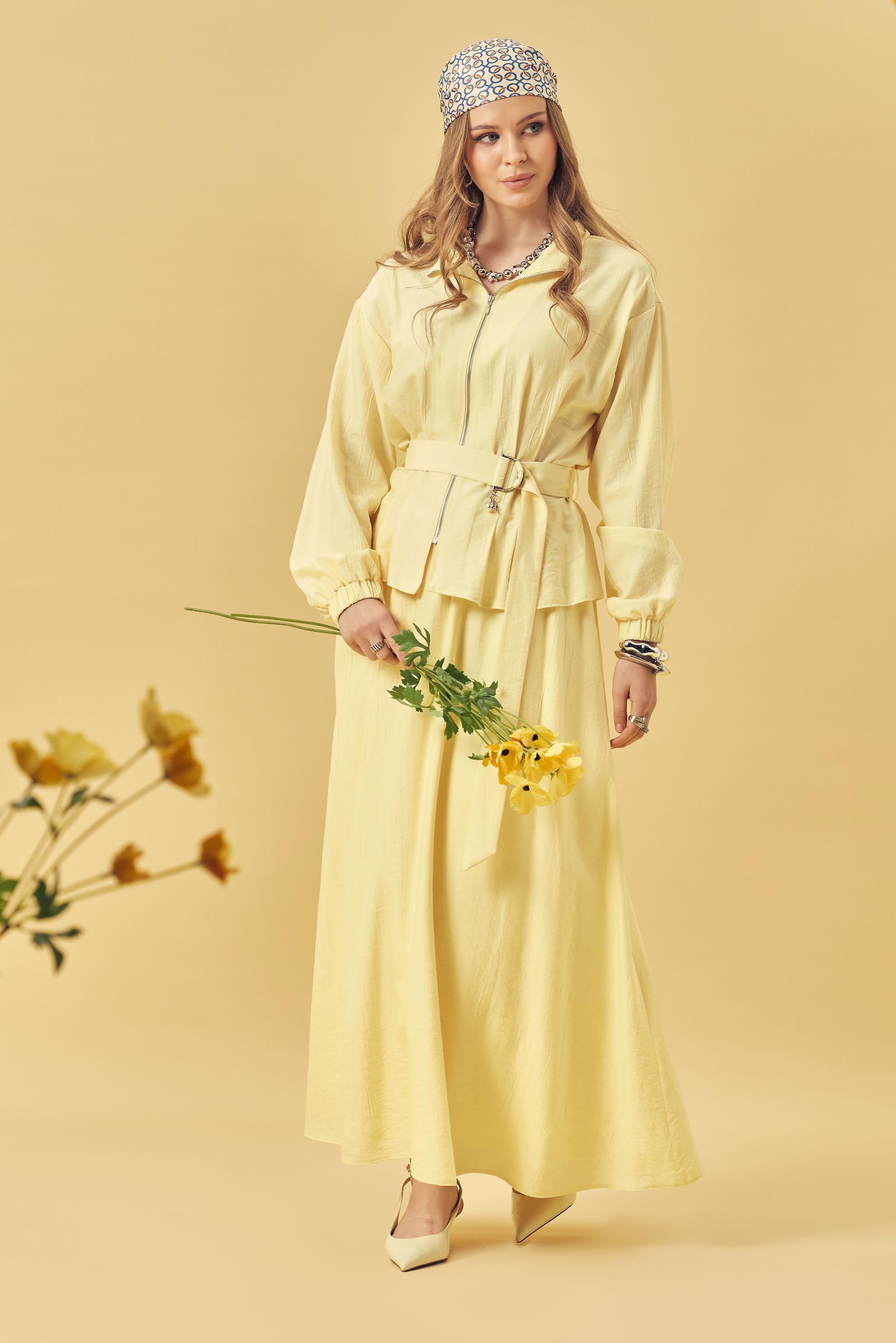 Hijab-Kleidung GELB ANZUG MIT GÜRTELROCK 46463