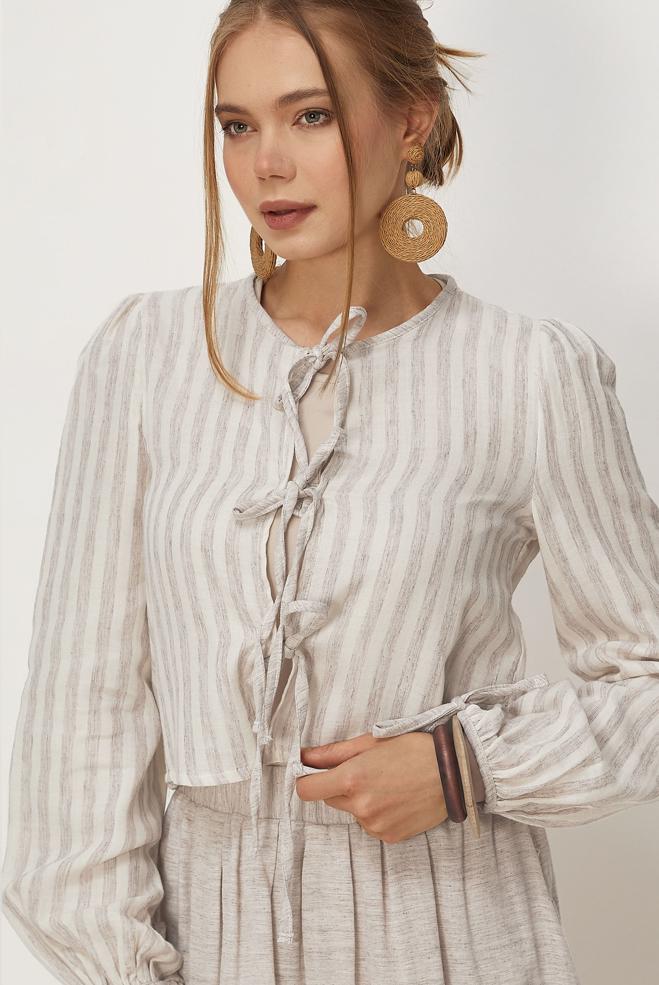 Tesettür giyim KAHVE ETEKLİ MÜSLİN TAKIM 46492 - ALVİNA