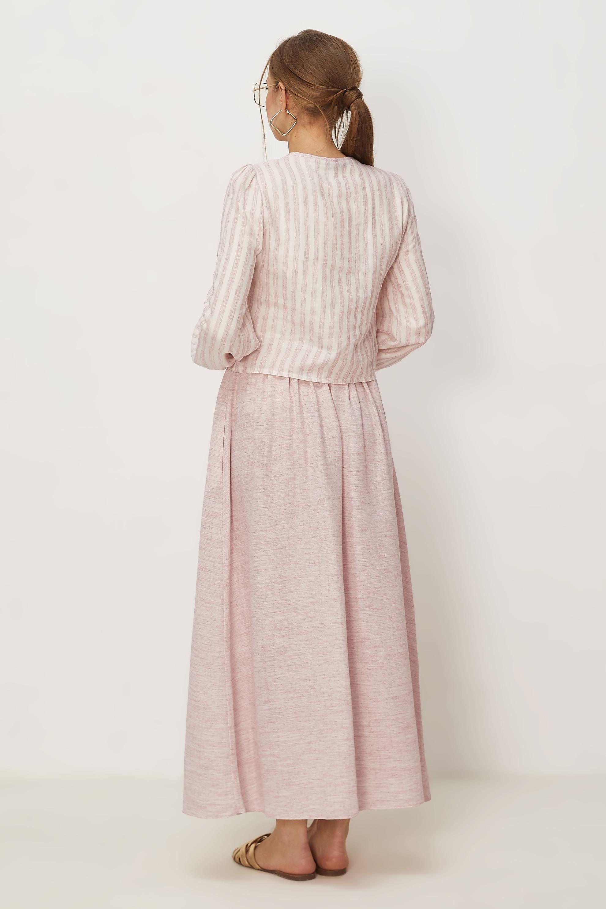 Tesettür giyim PEMBE ETEKLİ MÜSLİN TAKIM 46492