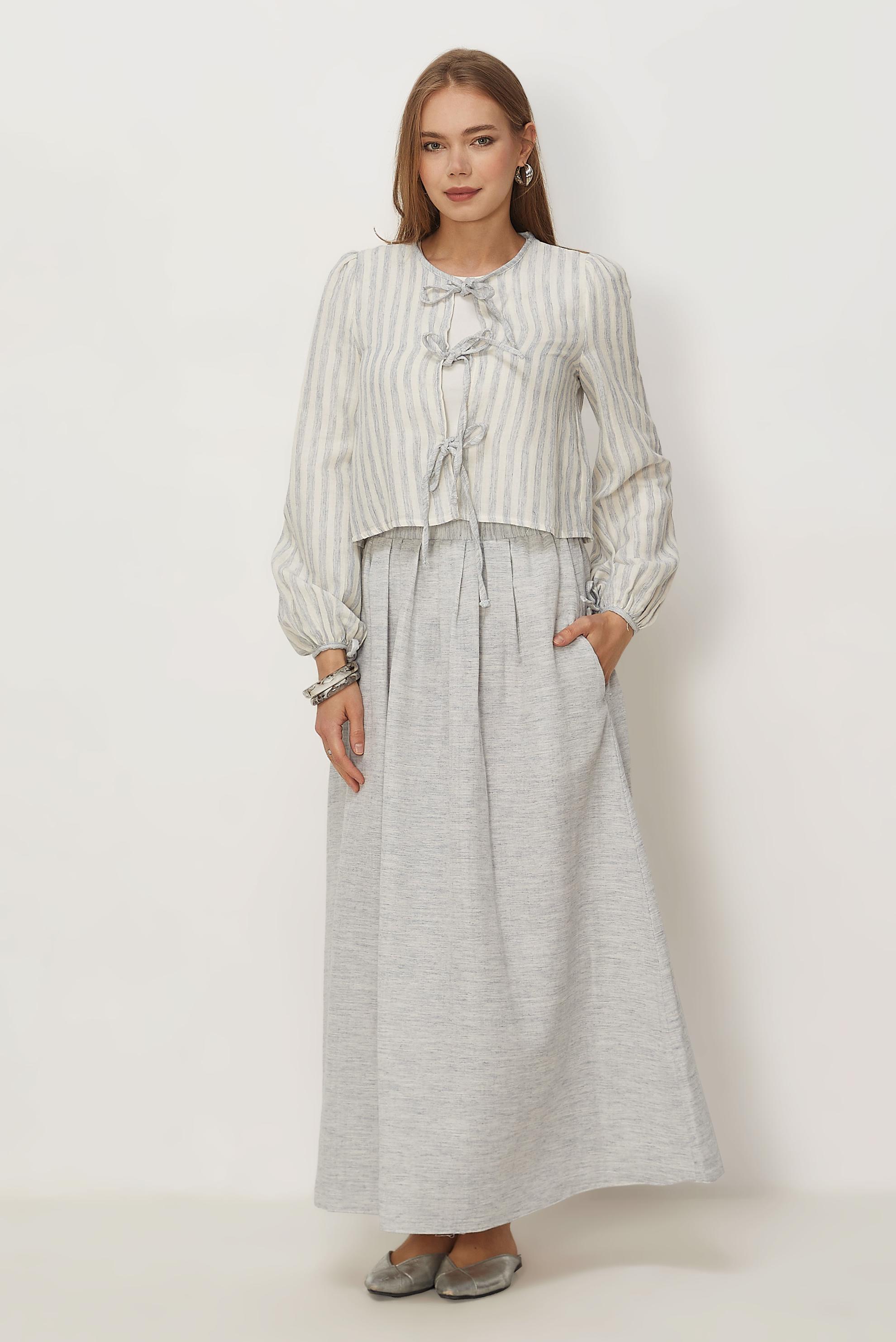 Tesettür giyim LACİVERT ETEKLİ MÜSLİN TAKIM 46492