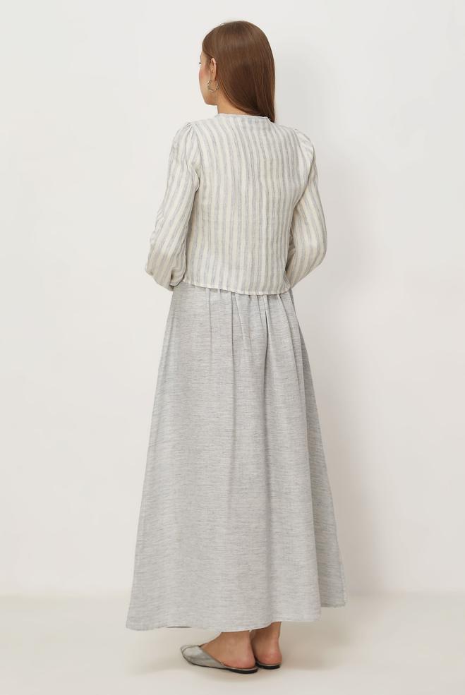 Tesettür giyim LACİVERT ETEKLİ MÜSLİN TAKIM 46492 - ALVİNA