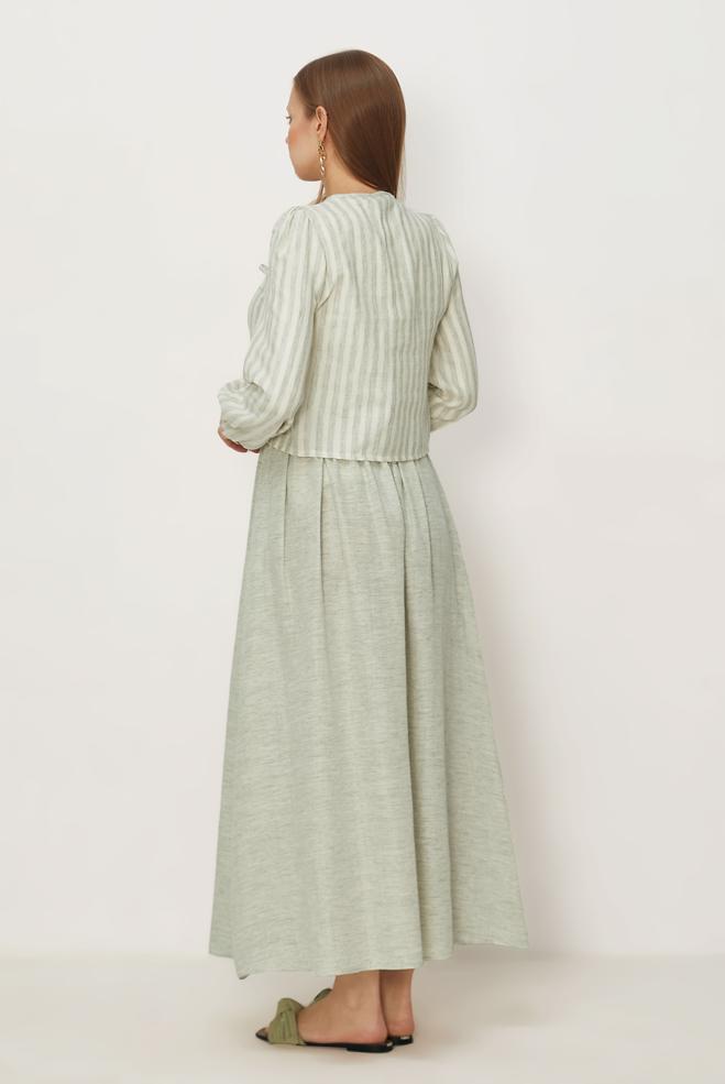 Tesettür giyim BEJ ETEKLİ MÜSLİN TAKIM 46492 - ALVİNA