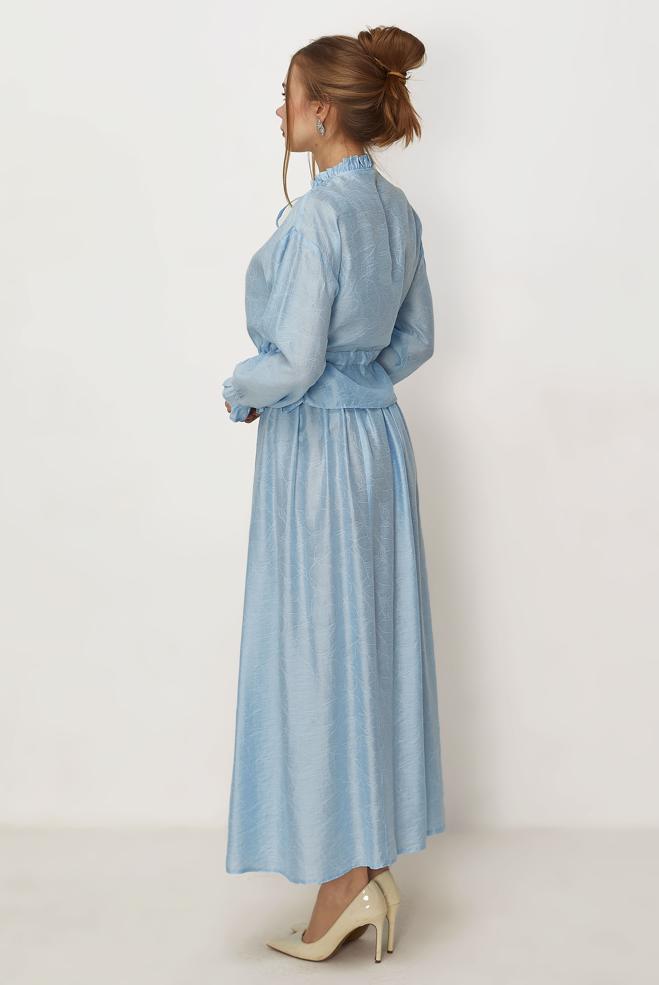 Tesettür giyim MAVİ BAĞCIKLI ETEKLİ TAKIM 46601 - ALVİNA