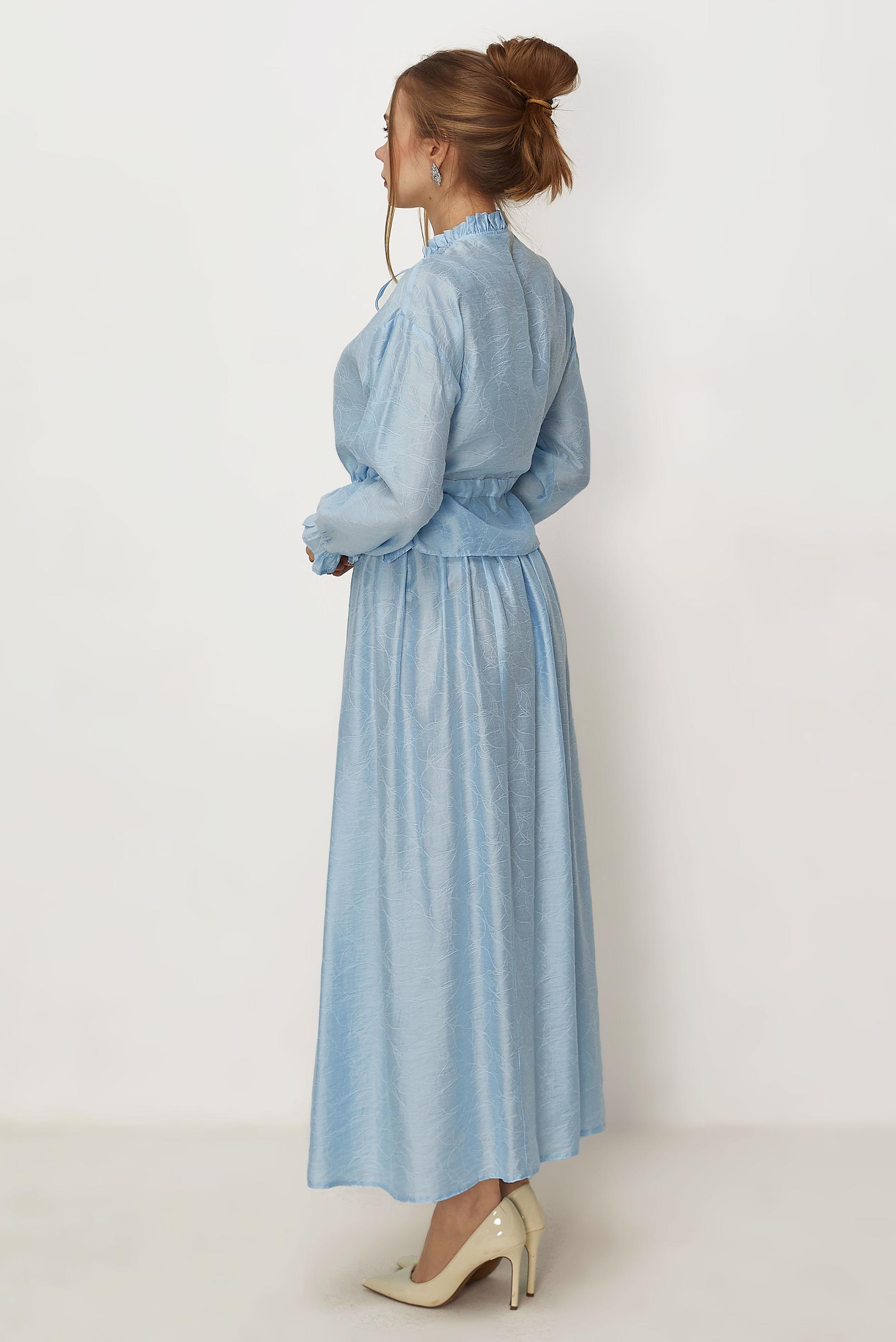 Tesettür giyim MAVİ BAĞCIKLI ETEKLİ TAKIM 46601