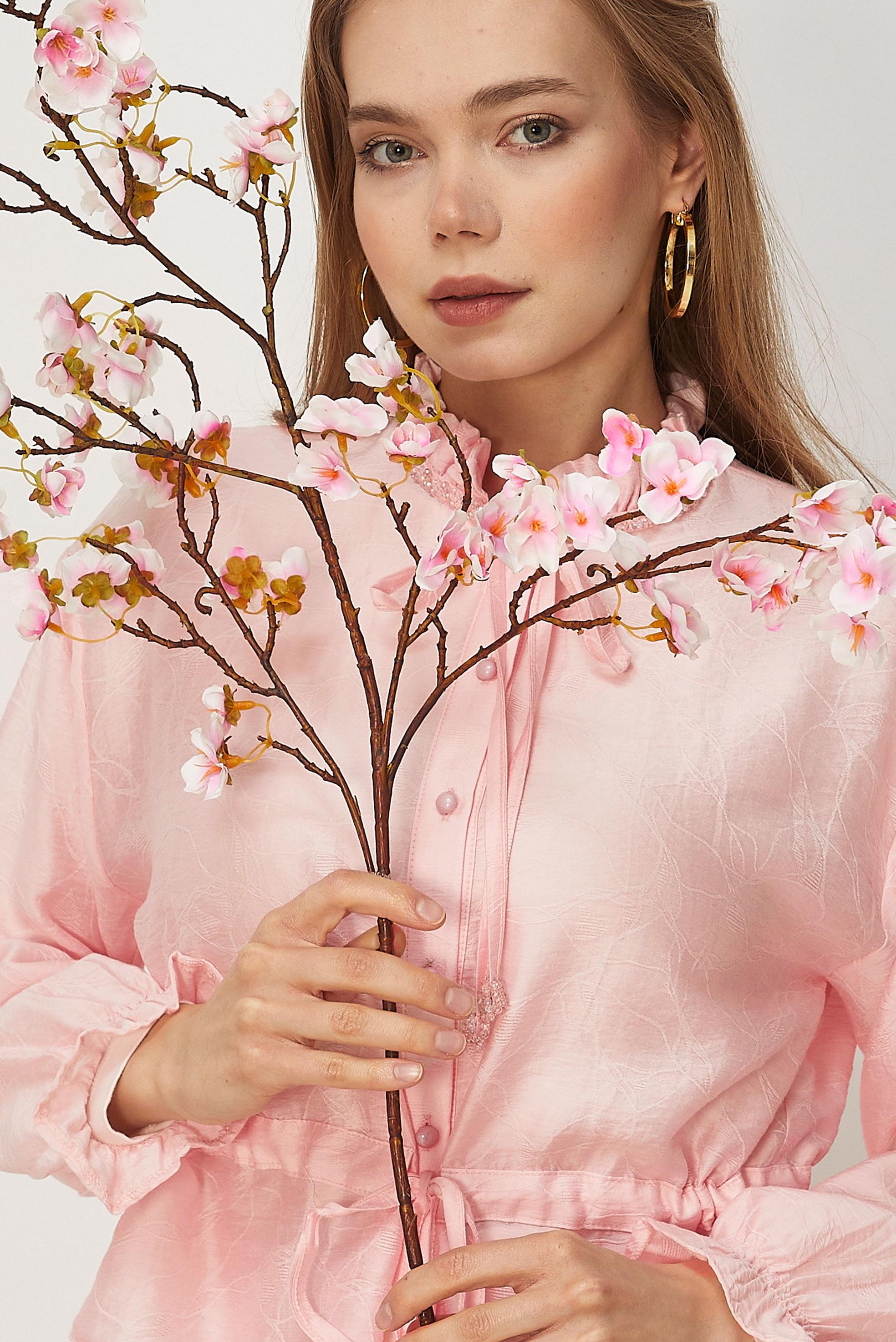 Tesettür giyim PEMBE BAĞCIKLI ETEKLİ TAKIM 46601