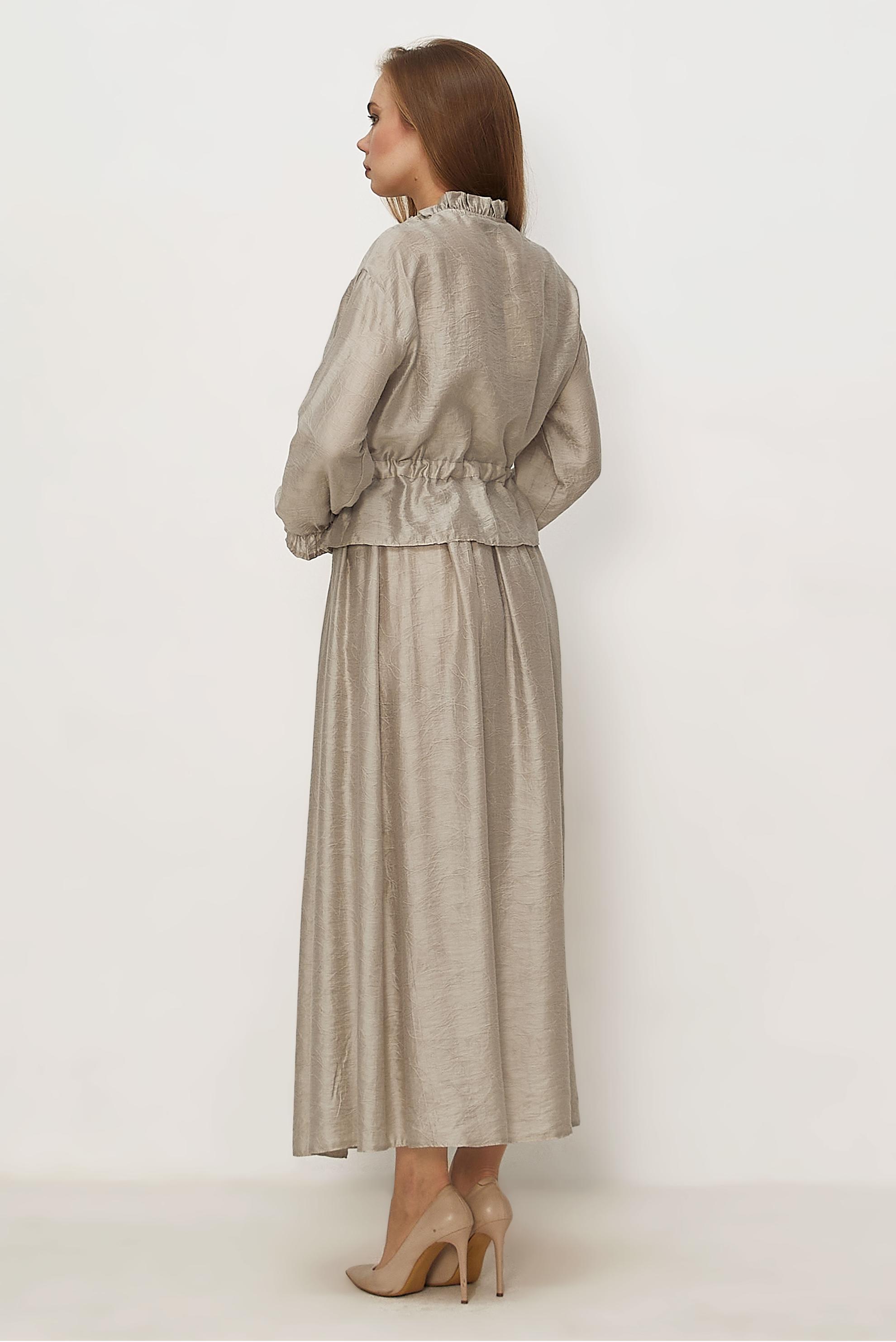 Tesettür giyim BEJ BAĞCIKLI ETEKLİ TAKIM 46601