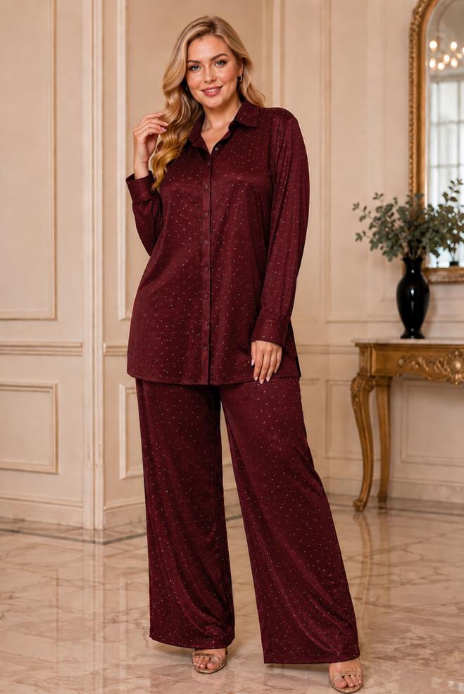 Vêtements hijab BEIGE ENSEMBLE PANTALON DÉTAILLÉ GEMME 20754 - ALVİNA