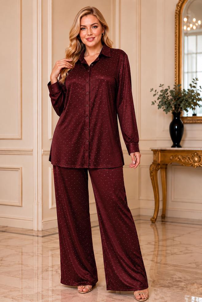 Vêtements hijab BEIGE ENSEMBLE PANTALON DÉTAILLÉ GEMME 20754 - ALVİNA