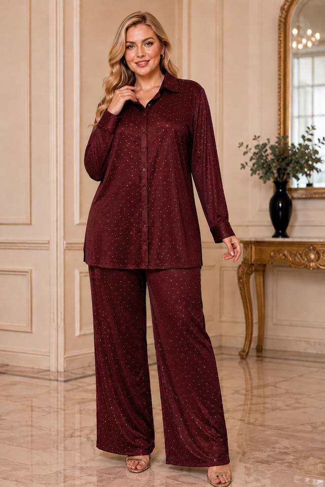 Vêtements hijab BEIGE ENSEMBLE PANTALON DÉTAILLÉ GEMME 20754 - ALVİNA