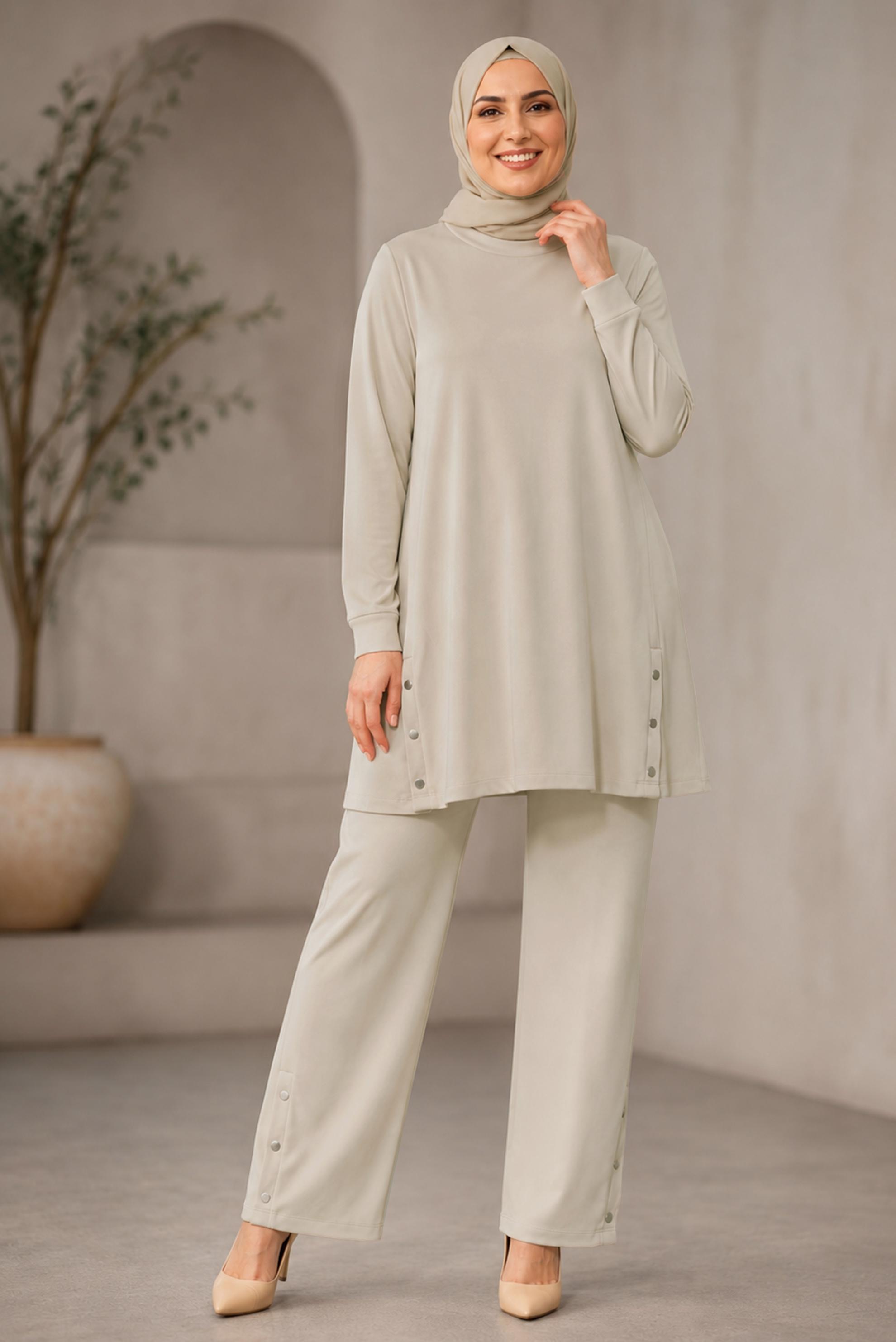Tesettür giyim BEJ 20892 8753 2Lİ PANT TK 42-48 TEK44