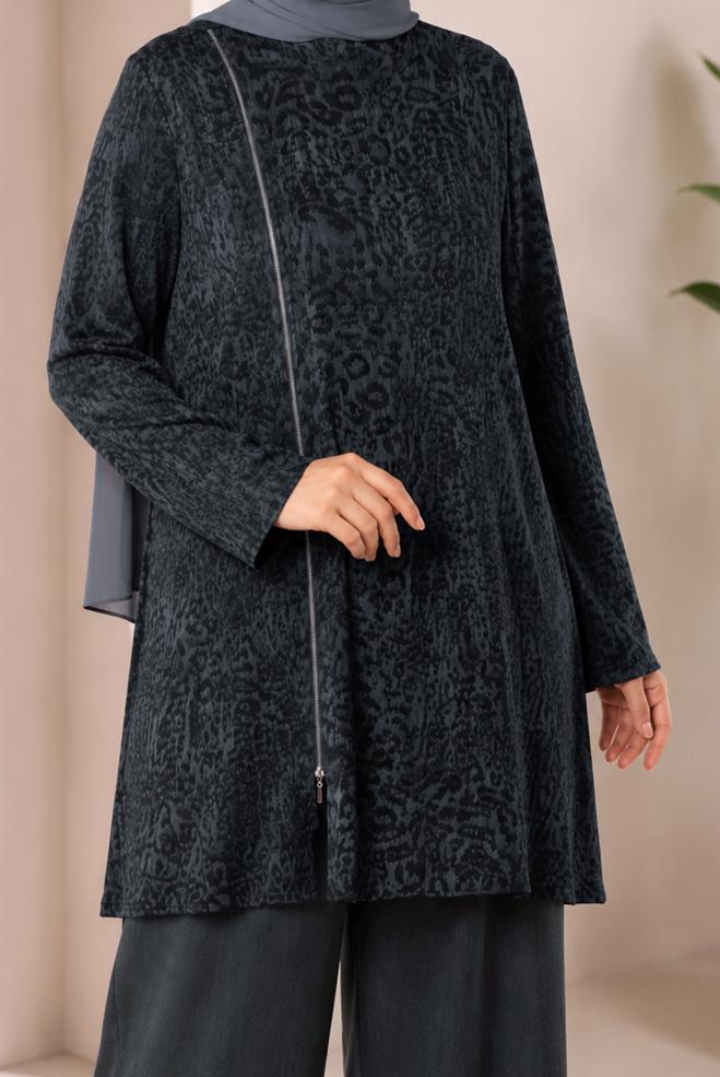 Vêtements hijab NOIR ENSEMBLE PANTALON DÉTAILLÉ À GLISSIÈRE 20911 - ALVİNA