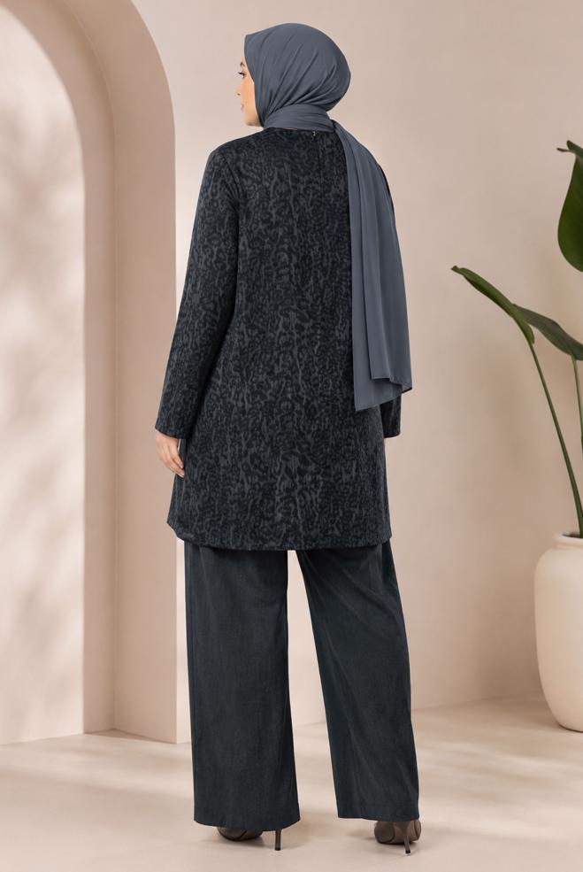 Vêtements hijab NOIR ENSEMBLE PANTALON DÉTAILLÉ À GLISSIÈRE 20911 - ALVİNA