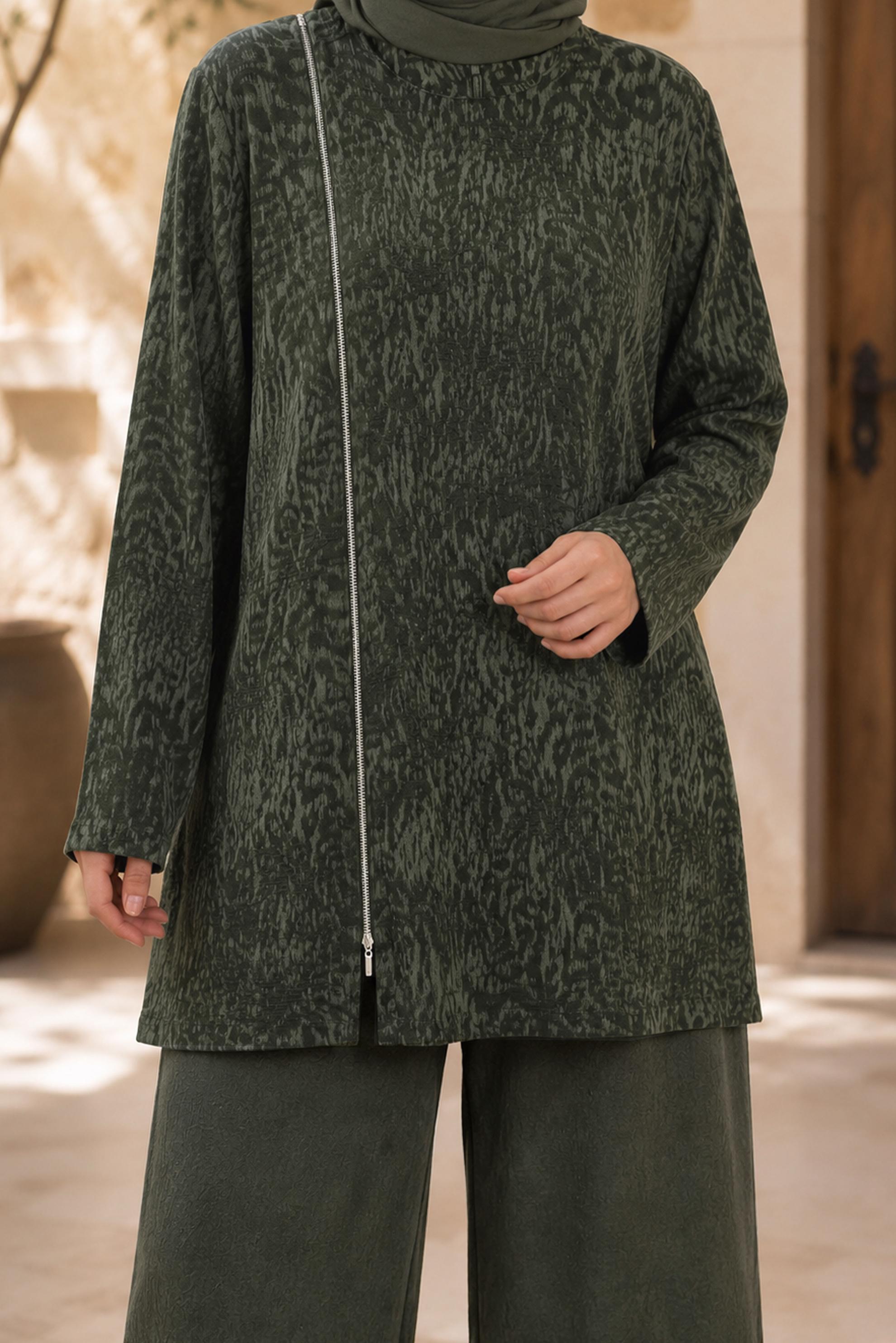 Vêtements hijab KAKI ENSEMBLE PANTALON DÉTAILLÉ À GLISSIÈRE 20911