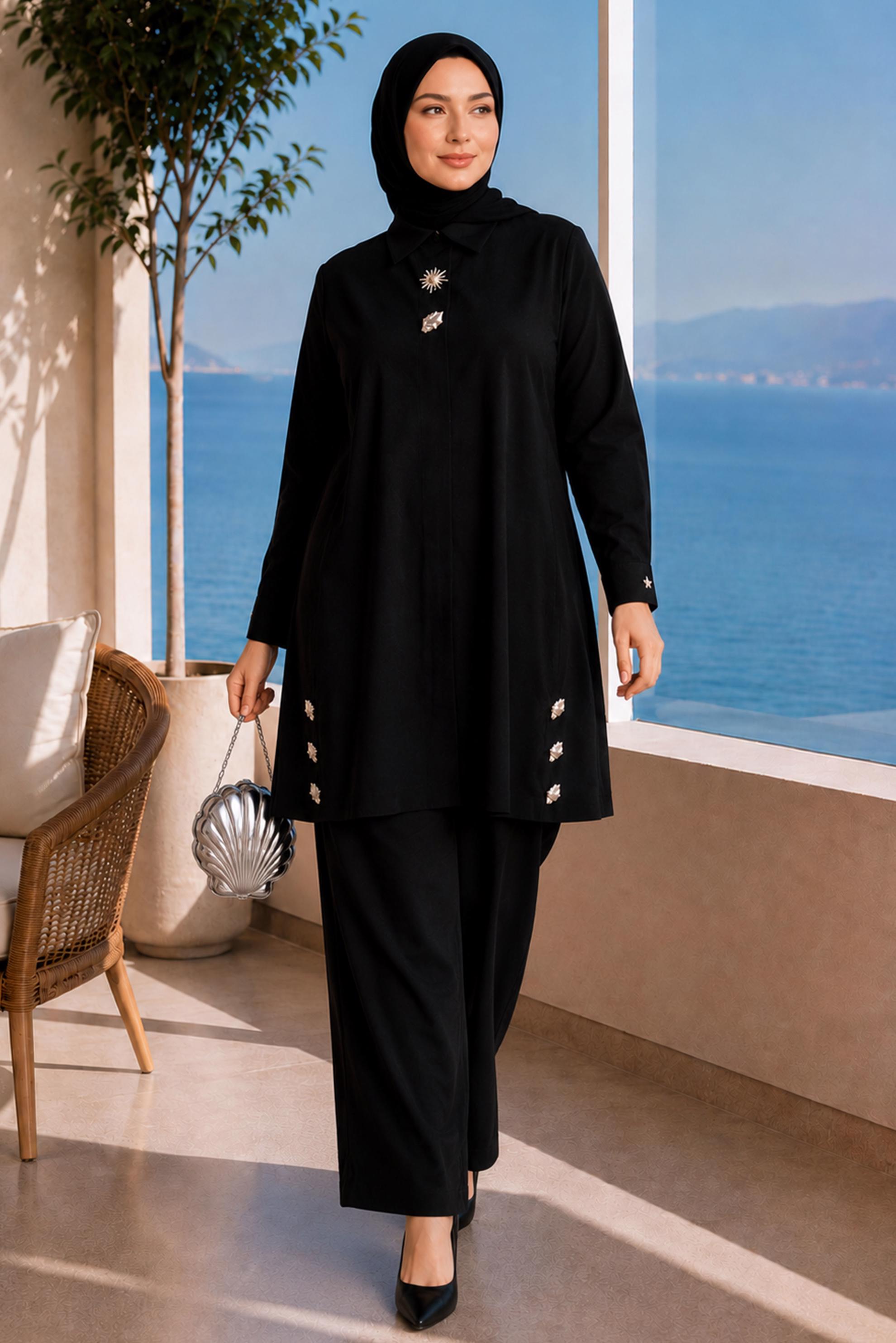 Hijab clothing BLACK PLUS SIZE PANTSUIT 20958