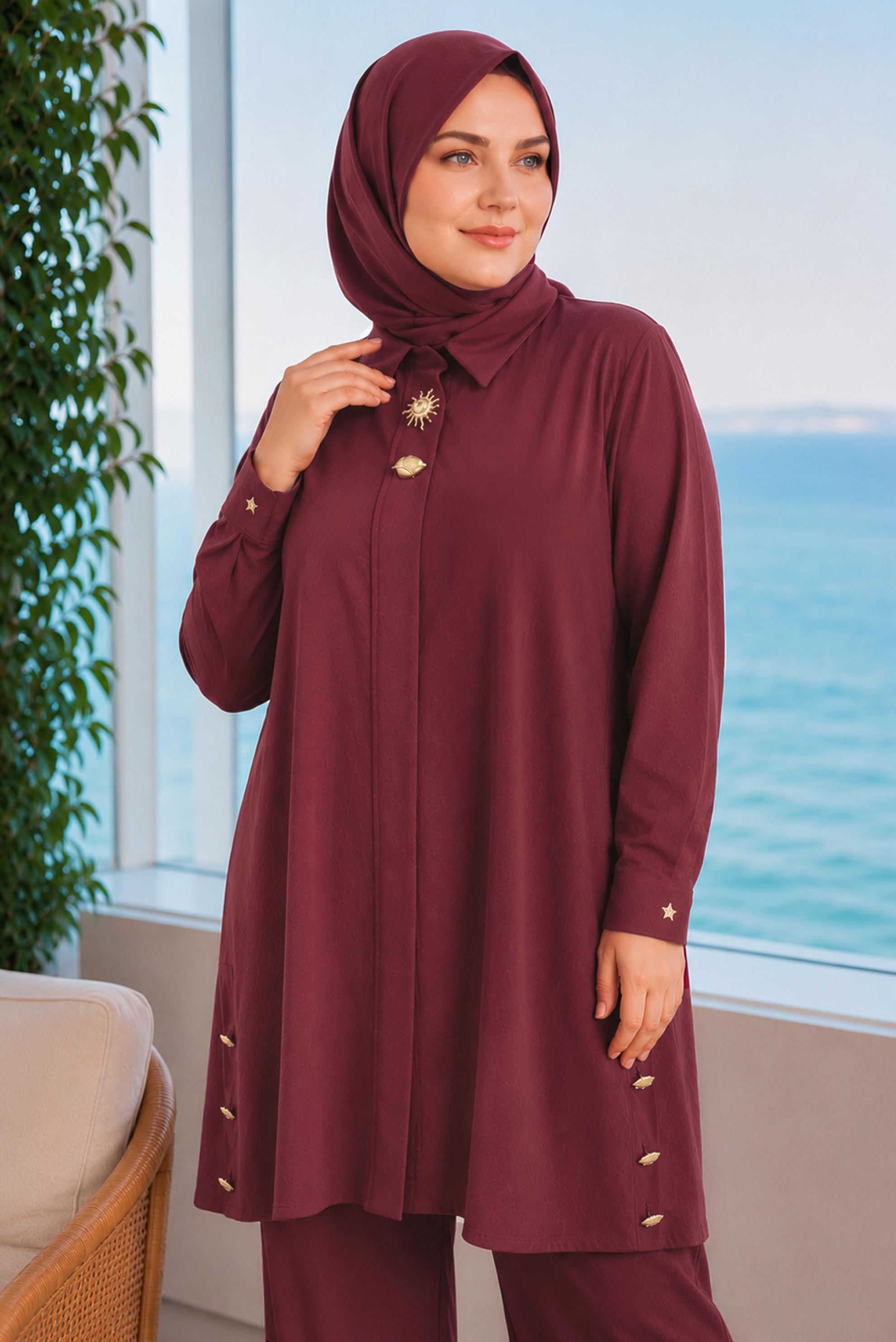 Hijab clothing BEIGE PLUS SIZE PANTSUIT 20958