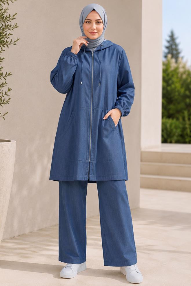 Tesettür giyim BEJ 20960 TENCEL 2175 2Lİ PANT TK 42-48 - ALVİNA