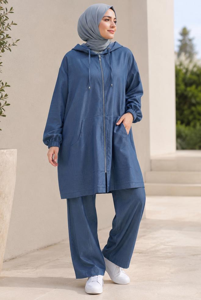 Tesettür giyim BEJ 20960 TENCEL 2175 2Lİ PANT TK 42-48 - ALVİNA