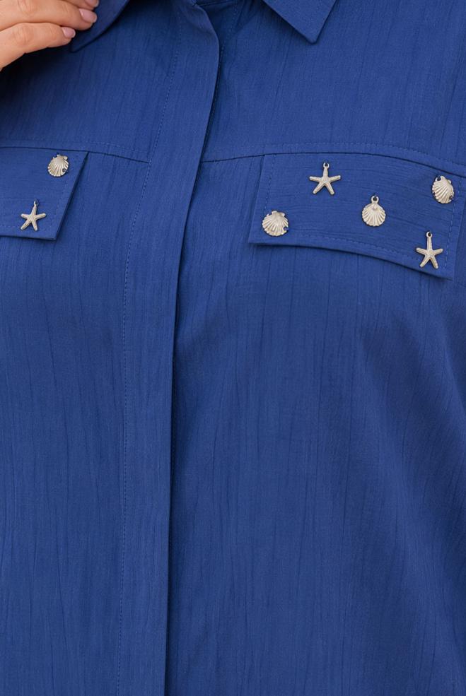 Hijab clothing NAVY BLUE SHIRT COLLAR PANTSUIT 21011 - ALVİNA