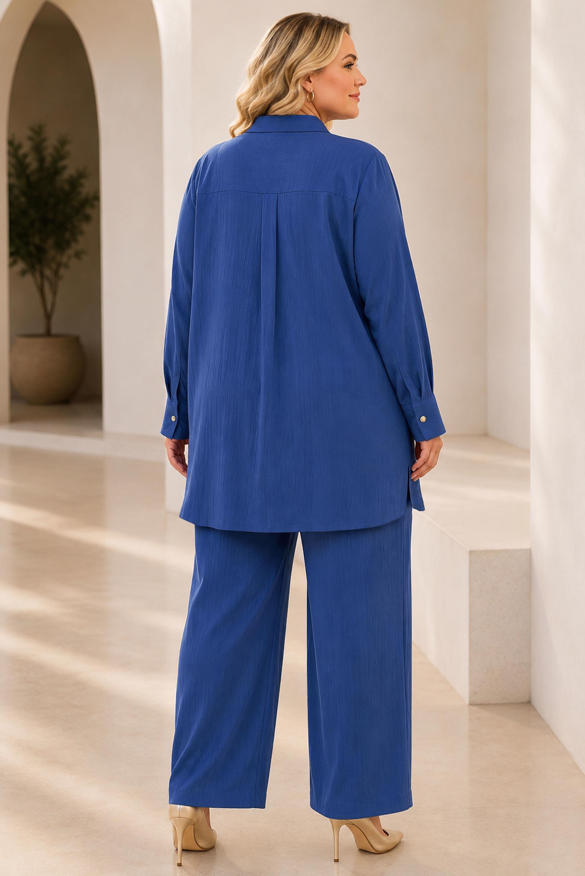 Hijab clothing NAVY BLUE SHIRT COLLAR PANTSUIT 21011